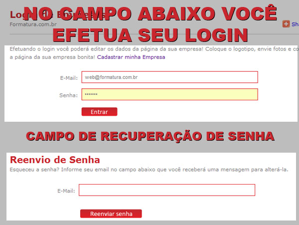 &aacute;rea de login